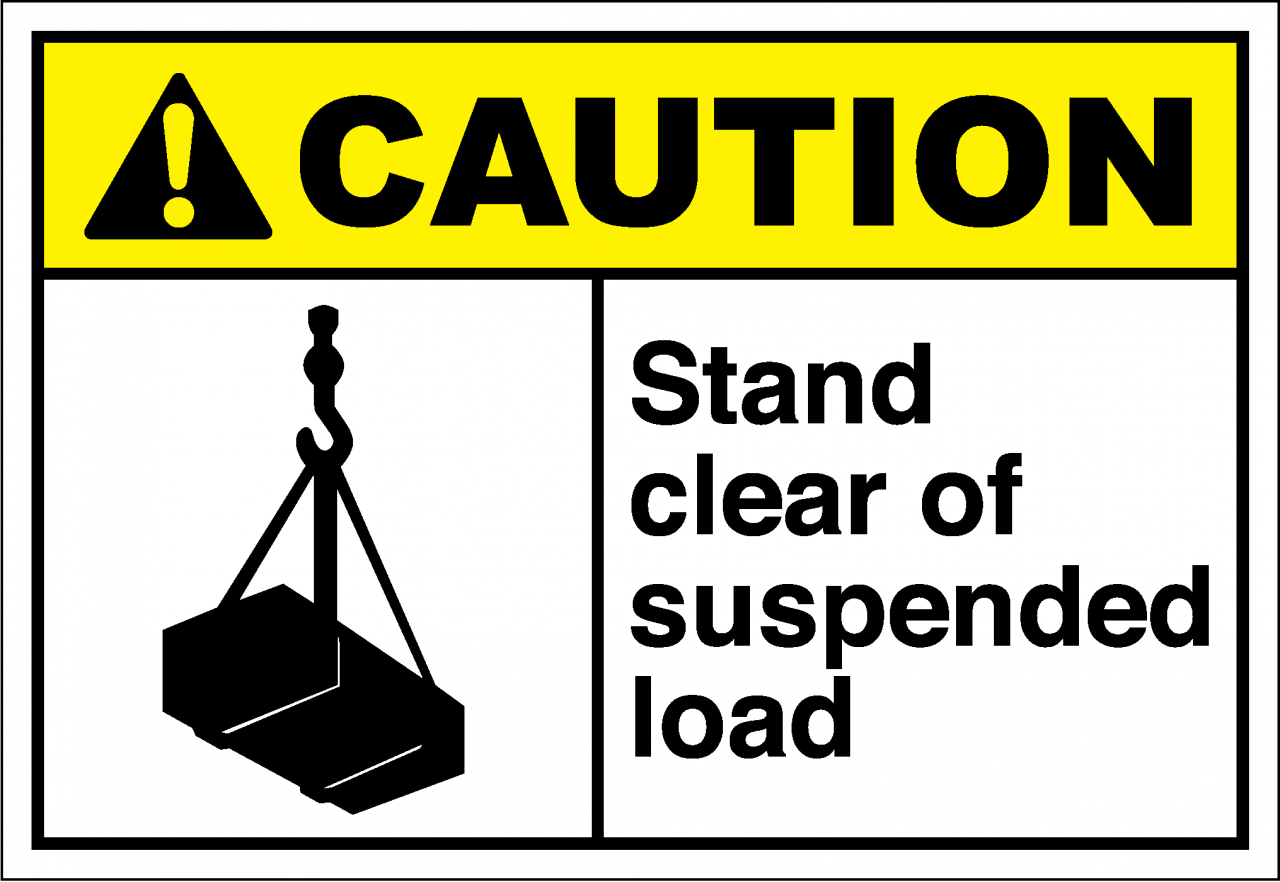 suspended load safety warning
